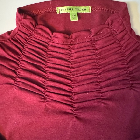 BEAUTIFUL Ruched Neck Burgandy Long Sleeve Top PMedium - Picture 3 of 8